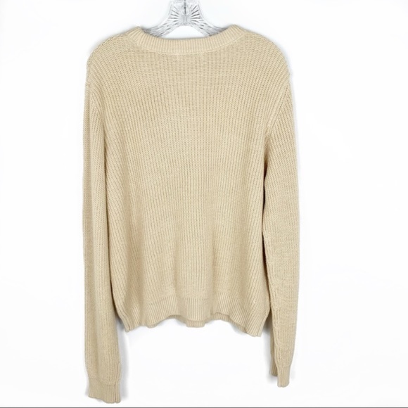 Forever 21 Cream Knit Lace Up Sweater - Picture 2 of 8